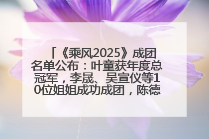 《乘风2025》成团名单公布：叶童获年度总冠军，李晟、吴宣仪等10位姐姐成功成团，陈德容获年度高光人物