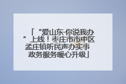 “爱山东·你说我办”上线！枣庄市市中区孟庄镇听民声办实事 政务服务暖心升级