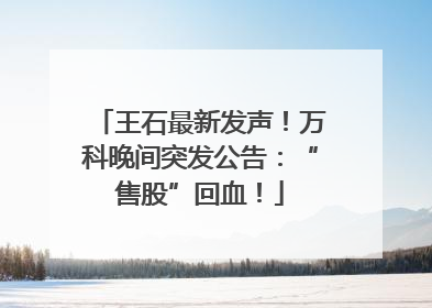 王石最新发声！万科晚间突发公告：“售股”回血！