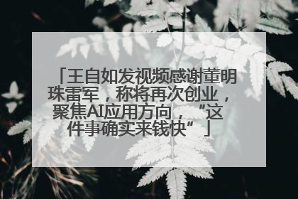 王自如发视频感谢董明珠雷军，称将再次创业，聚焦AI应用方向，“这件事确实来钱快”