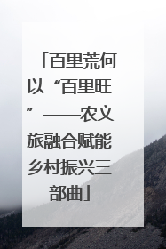 百里荒何以“百里旺”——农文旅融合赋能乡村振兴三部曲
