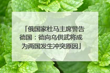俄国家杜马主席警告德国：德向乌供武将成为两国发生冲突原因