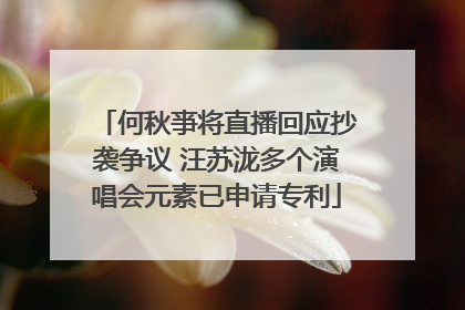 何秋亊将直播回应抄袭争议 汪苏泷多个演唱会元素已申请专利