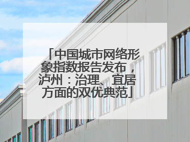 中国城市网络形象指数报告发布，泸州：治理、宜居方面的双优典范