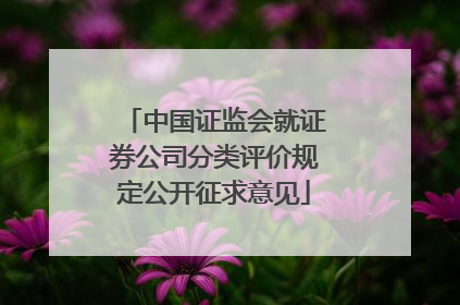 中国证监会就证券公司分类评价规定公开征求意见