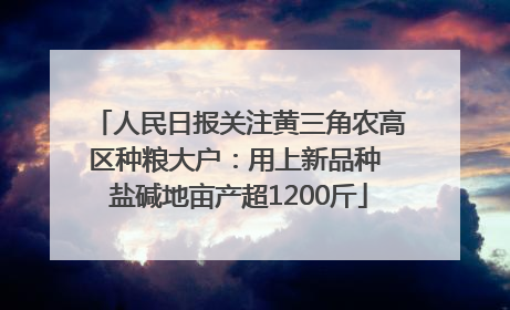 人民日报关注黄三角农高区种粮大户：用上新品种 盐碱地亩产超1200斤