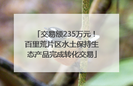 交易额235万元！百里荒片区水土保持生态产品完成转化交易