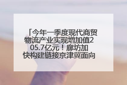 今年一季度现代商贸物流产业实现增加值205.7亿元！廊坊加快构建链接京津冀面向全世界的物流通道