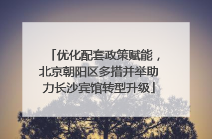 优化配套政策赋能，北京朝阳区多措并举助力长沙宾馆转型升级