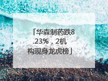 华森制药跌8.23%，2机构现身龙虎榜