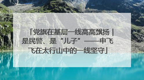 党旗在基层一线高高飘扬｜是民警、是“儿子”——申飞飞在太行山中的一线坚守