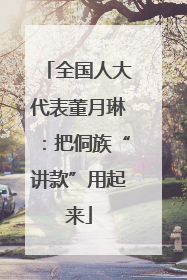 全国人大代表董月琳：把侗族“讲款”用起来