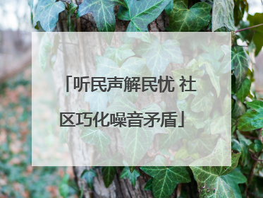 听民声解民忧 社区巧化噪音矛盾