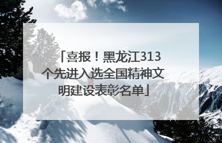 喜报！黑龙江313个先进入选全国精神文明建设表彰名单
