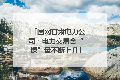 国网甘肃电力公司：电力交易含“绿”量不断上升
