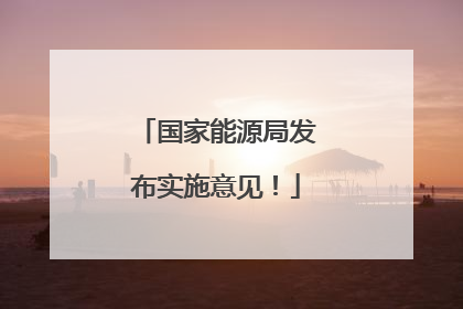 国家能源局发布实施意见！