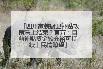 四川家装厨卫补贴政策马上结束？官方：目前补贴资金较充裕可持续丨民情瞭望