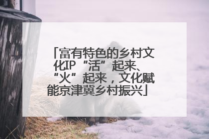 富有特色的乡村文化IP“活”起来、“火”起来，文化赋能京津冀乡村振兴