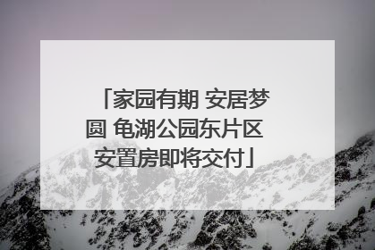 家园有期 安居梦圆 龟湖公园东片区安置房即将交付