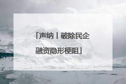 声纳丨破除民企融资隐形梗阻