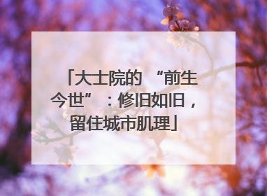 大士院的 “前生今世”：修旧如旧，留住城市肌理