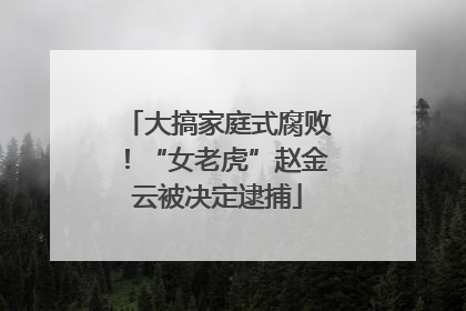 大搞家庭式腐败！“女老虎”赵金云被决定逮捕