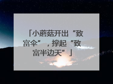 小蘑菇开出“致富伞”，撑起“致富半边天”
