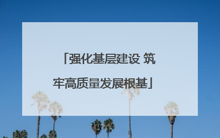 强化基层建设 筑牢高质量发展根基