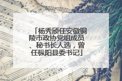 杨秀颀任安徽铜陵市政协党组成员、秘书长人选，曾任枞阳县委书记