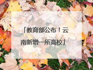教育部公布！云南新增一所高校