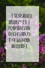 文化和自然遗产日｜兴业银行南京分行助力千年运河焕新出彩