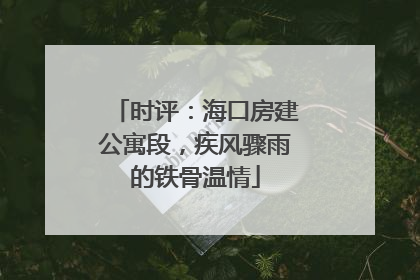时评：海口房建公寓段，疾风骤雨的铁骨温情