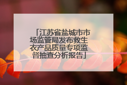 江苏省盐城市市场监管局发布救生衣产品质量专项监督抽查分析报告