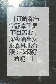 汪峰称与宁静牵手是节目需要，深夜晒出女友森林北合照：我俩好着呢！
