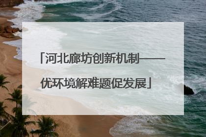 河北廊坊创新机制——优环境解难题促发展