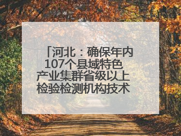 河北：确保年内107个县域特色产业集群省级以上检验检测机构技术服务全覆盖