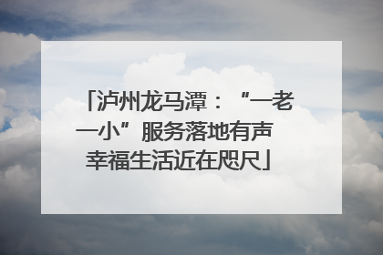 泸州龙马潭：“一老一小”服务落地有声 幸福生活近在咫尺