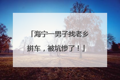 海宁一男子找老乡拼车，被坑惨了！