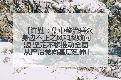 许勤：集中整治群众身边不正之风和腐败问题 坚定不移推动全面从严治党向基层延伸