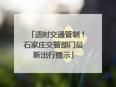 适时交通管制！石家庄交管部门最新出行提示