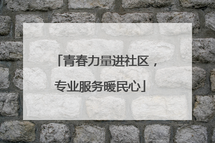 青春力量进社区，专业服务暖民心