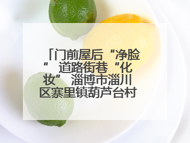 门前屋后“净脸” 道路街巷“化妆” 淄博市淄川区寨里镇葫芦台村的“美丽嬗变”