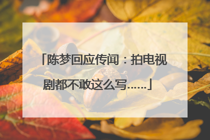 陈梦回应传闻：拍电视剧都不敢这么写……