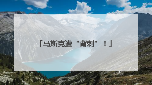 马斯克遭“背刺”！