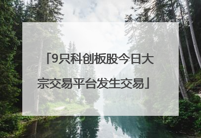 9只科创板股今日大宗交易平台发生交易